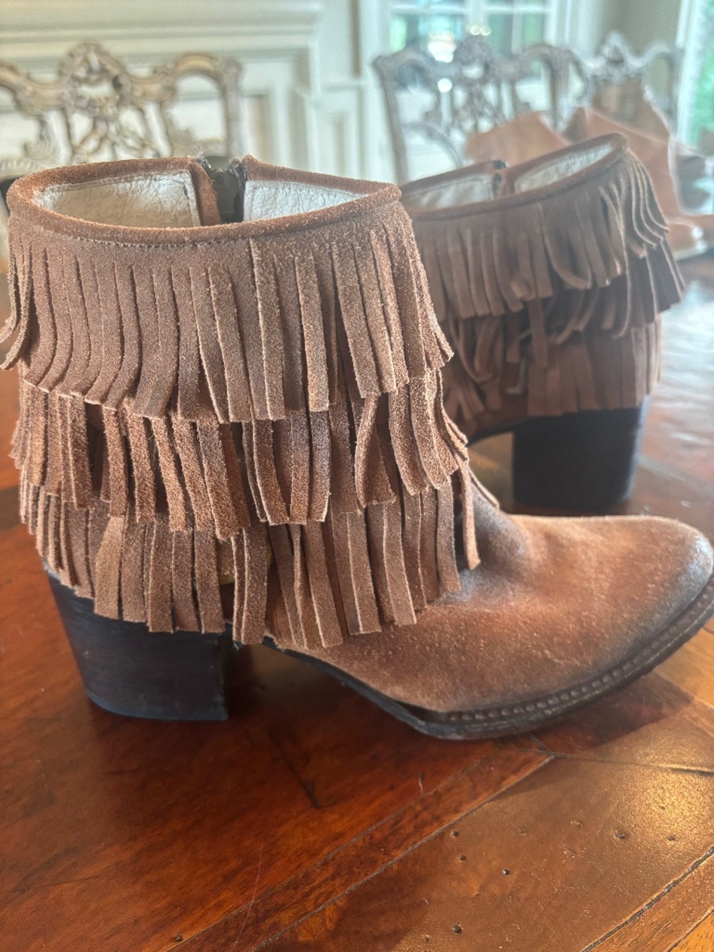 Suede Fringe Ankle Boots